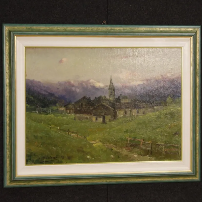 Pamono G. Mariani, Landscape, 19th Century, Oil on Masonite, Framed> Impressionist