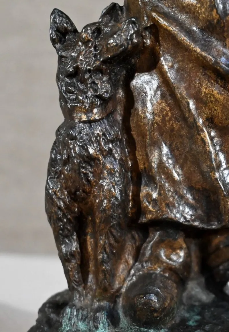 Pamono G. Omerth, The Shepherd and his Dog, Early 20th Century, Bronze> Art Nouveau