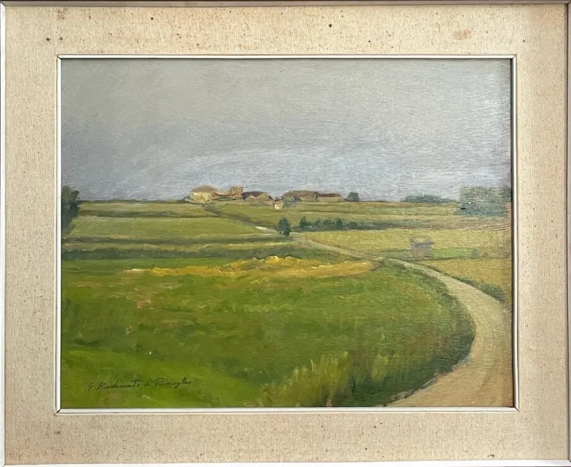 Pamono G. Radicati, Country Landscape, 20th Century, Oil Painting on Panel> Painting