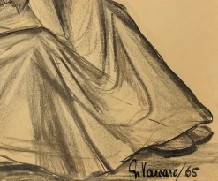 Pamono G. Vaccaro, La Contadina, 1865, Charcoal & Pencil on Paper><noscript><img width=