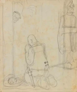 Pamono Gabriele Galantara, The Prayer, Pencil Drawing, 1908> Art Nouveau|Work On Paper