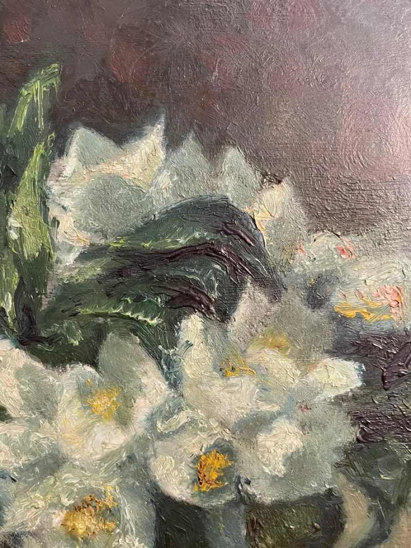 Pamono Galetti, Flowers, 20th Century, Oil Painting on Panel, Framed> Painting
