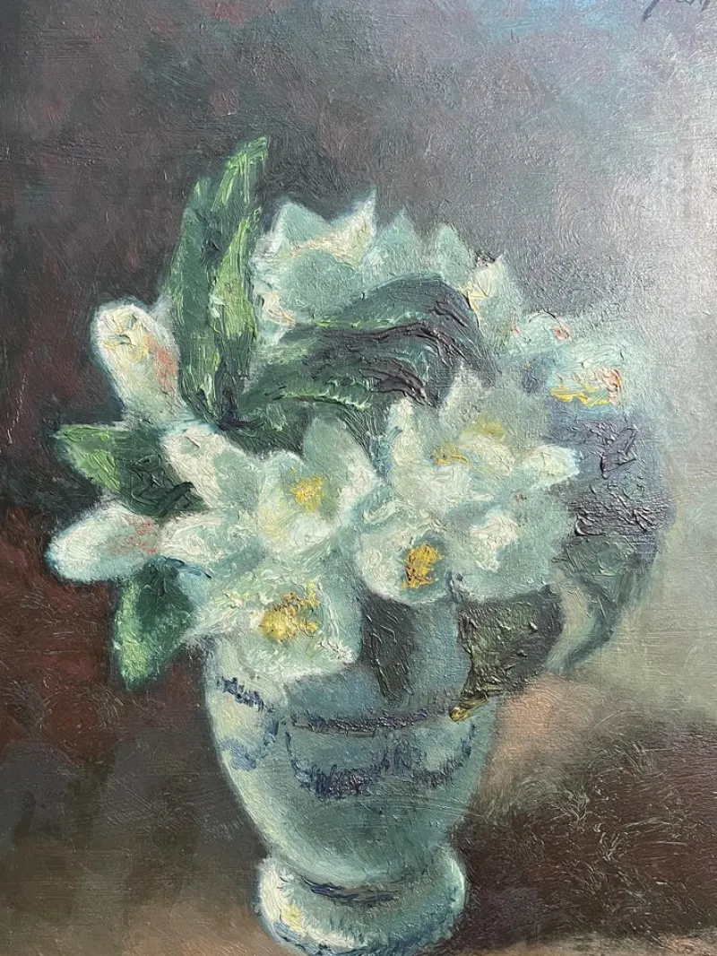 Pamono Galetti, Flowers, 20th Century, Oil Painting on Panel, Framed> Painting