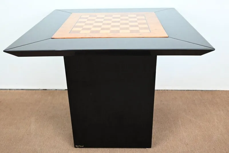 Pamono Game Table, Chessboard and Chairs by Paul Michel, 1970s, Set of 3> Game Tables