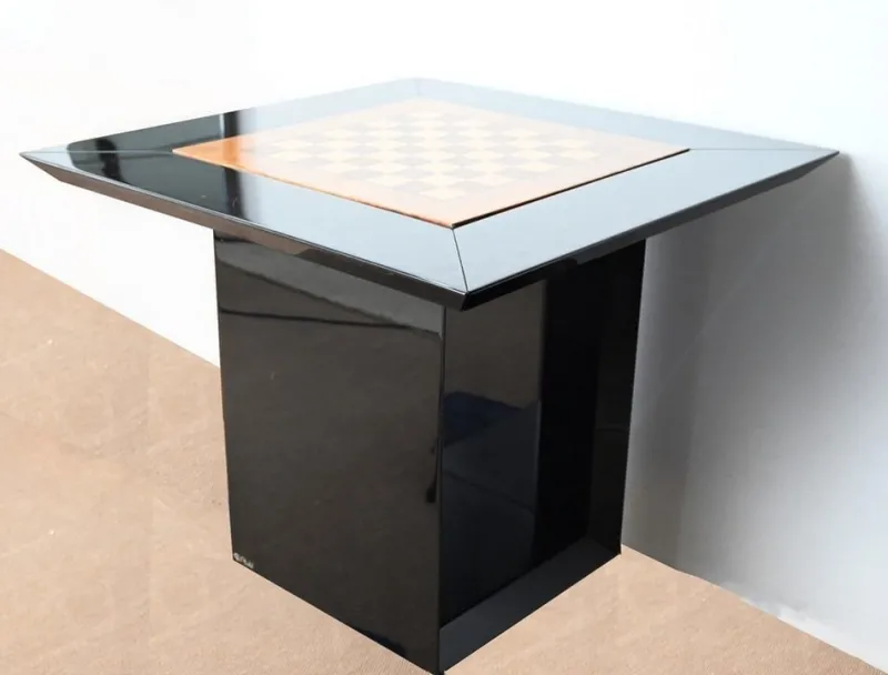Pamono Game Table, Chessboard and Chairs by Paul Michel, 1970s, Set of 3> Game Tables