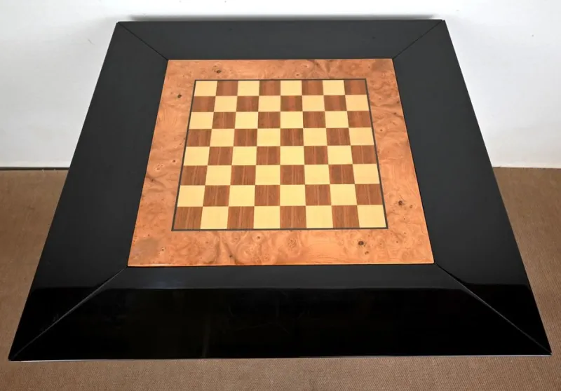 Pamono Game Table, Chessboard and Chairs by Paul Michel, 1970s, Set of 3> Game Tables
