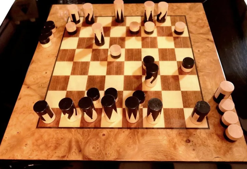 Pamono Game Table, Chessboard and Chairs by Paul Michel, 1970s, Set of 3> Game Tables