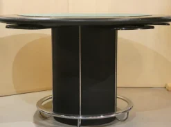 Pamono Game Table in Leather and Steel, Italy, 1970s><noscript><img width=