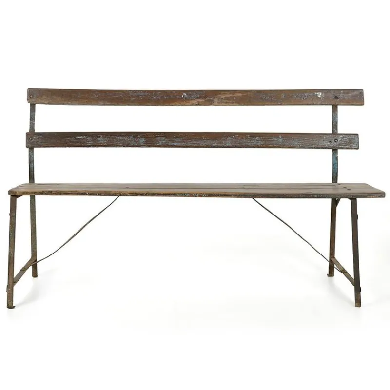 Outlet Pamono Garden Bench in Iron and Weathered Wood