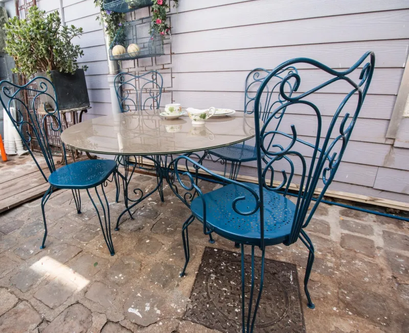 Sale Pamono Garden Chairs & Table Set from Fermob, 1950s, Set of 5