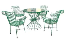 Discount Pamono Garden Chairs and Table, 1960s, Set of 5