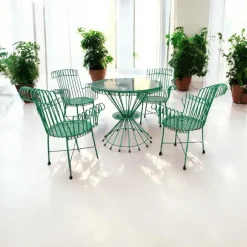 Discount Pamono Garden Chairs and Table, 1960s, Set of 5