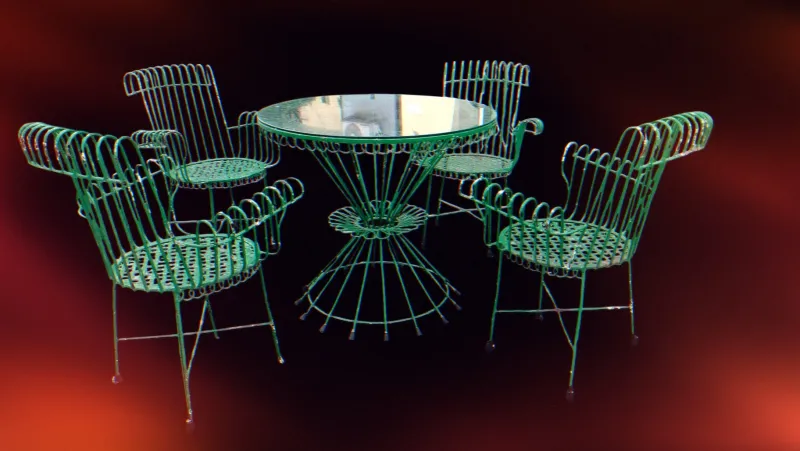 Discount Pamono Garden Chairs and Table, 1960s, Set of 5