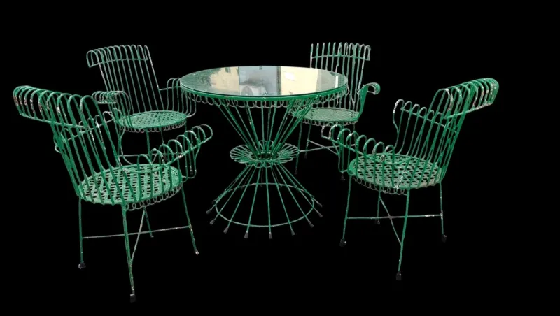 Discount Pamono Garden Chairs and Table, 1960s, Set of 5
