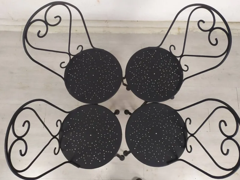 Pamono Garden Chairs in Black Iron, 1890s, Set of 4> Garden Seating