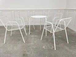 Pamono Garden Furniture in White Metal, 1970, Set of 5> Garden Seating