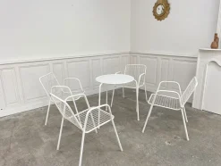 Pamono Garden Furniture in White Metal, 1970, Set of 5><noscript><img width=