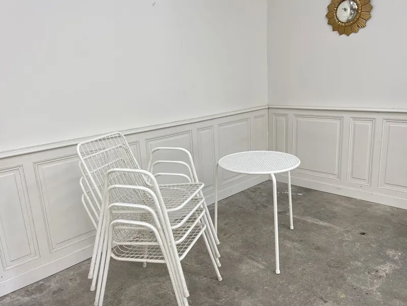 Pamono Garden Furniture in White Metal, 1970, Set of 5> Garden Seating
