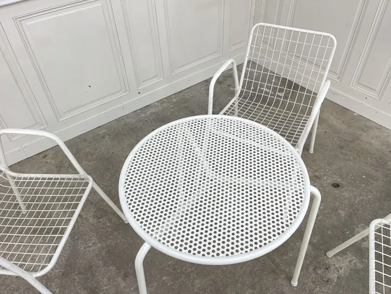 Pamono Garden Furniture in White Metal, 1970, Set of 5> Garden Seating