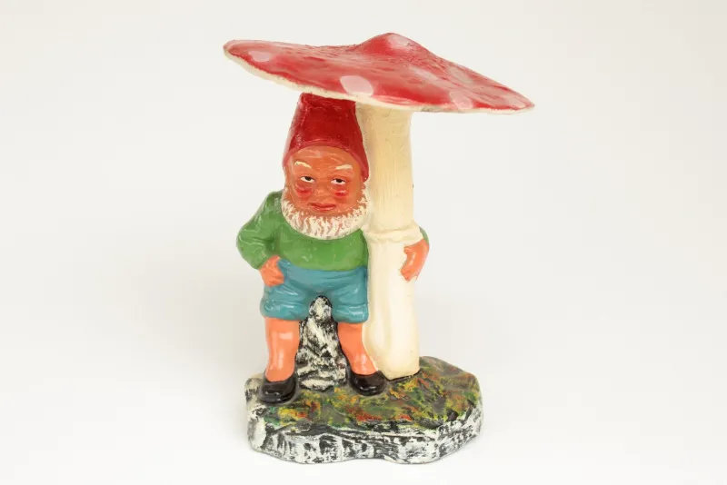 Discount Pamono Garden Gnome and Toadstool in Clay, GDR, 1950s