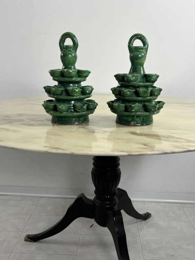 Pamono Garden Lighting in Caltagirone Ceramic, 1940s, Set of 2> Garden Lighting