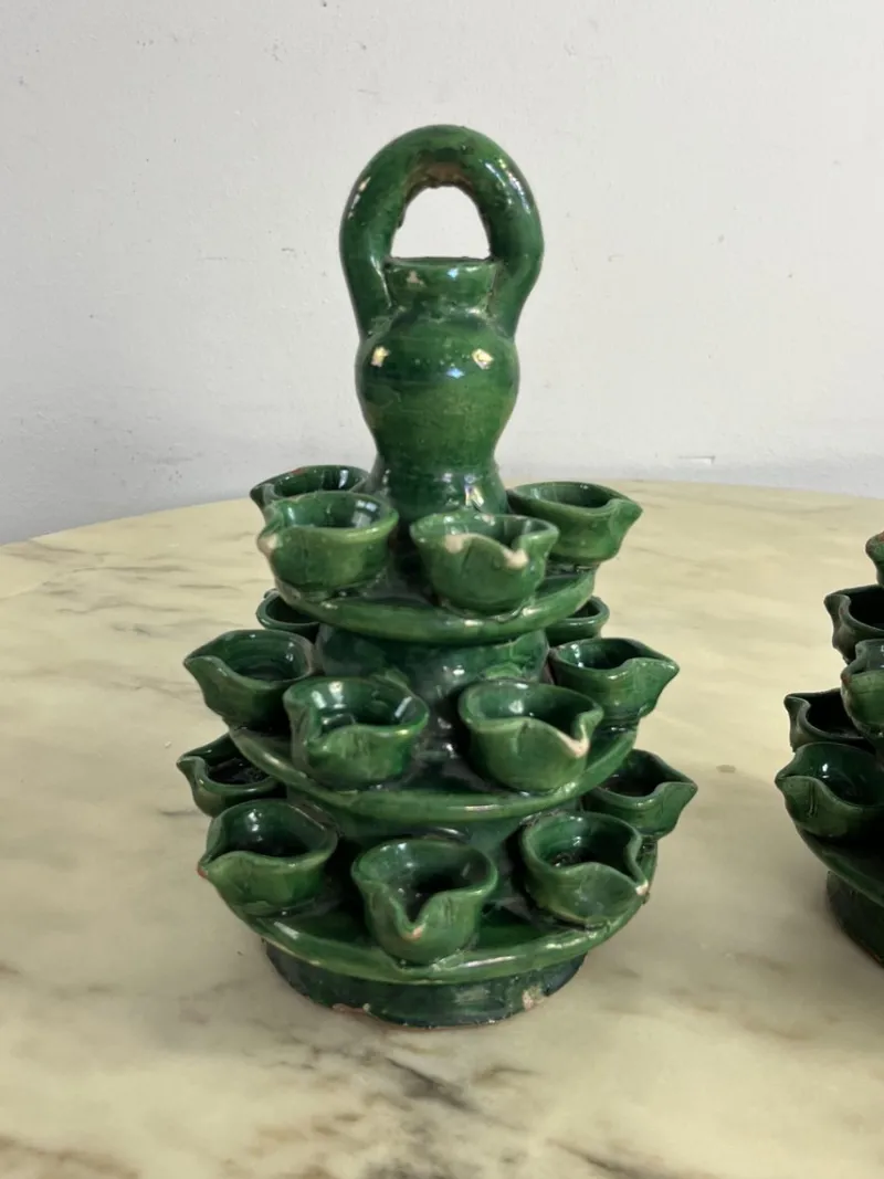 Pamono Garden Lighting in Caltagirone Ceramic, 1940s, Set of 2> Garden Lighting