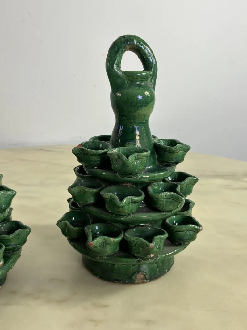 Pamono Garden Lighting in Caltagirone Ceramic, 1940s, Set of 2> Garden Lighting