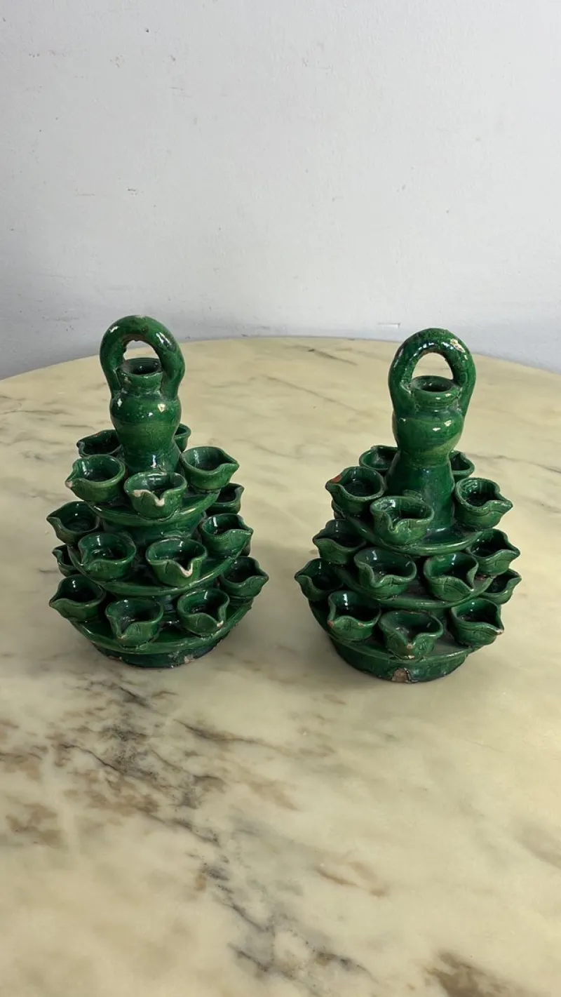 Pamono Garden Lighting in Caltagirone Ceramic, 1940s, Set of 2> Garden Lighting