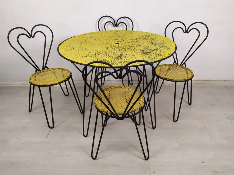Pamono Garden Set by Mathieu Matégot, 1950s, Set of 5> Garden Tables