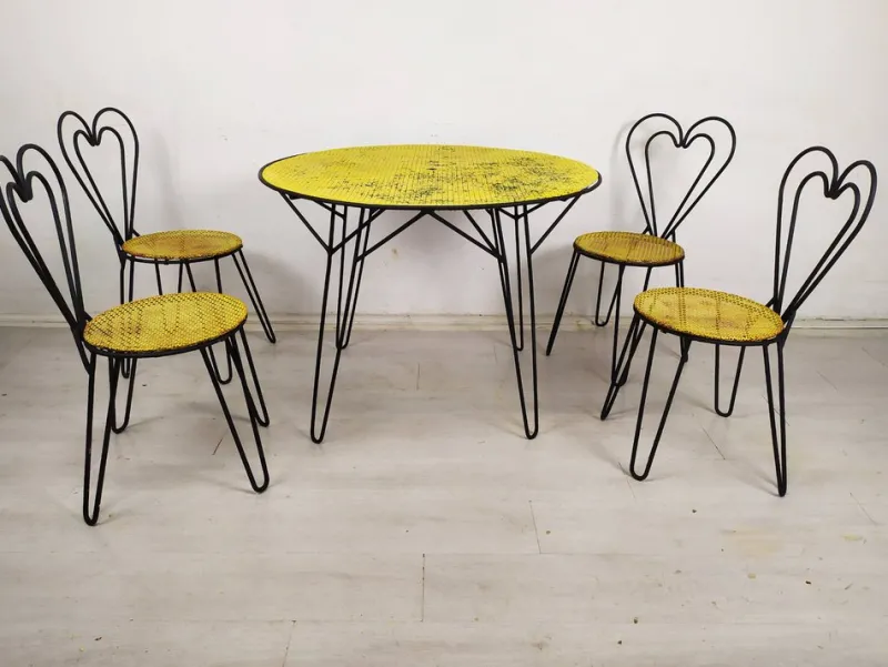 Pamono Garden Set by Mathieu Matégot, 1950s, Set of 5> Garden Tables