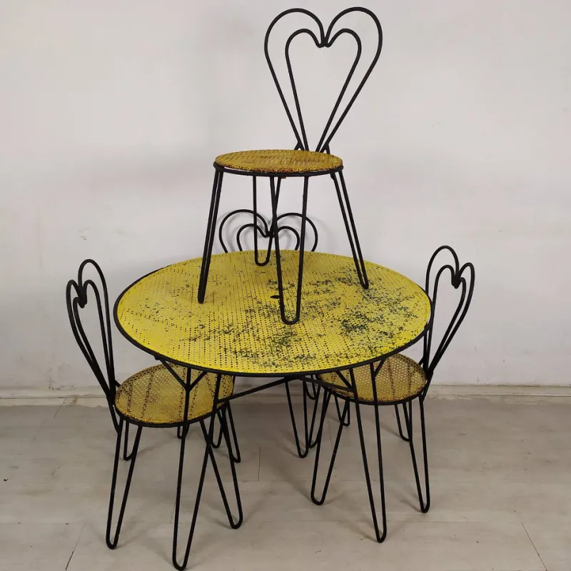 Pamono Garden Set by Mathieu Matégot, 1950s, Set of 5> Garden Tables