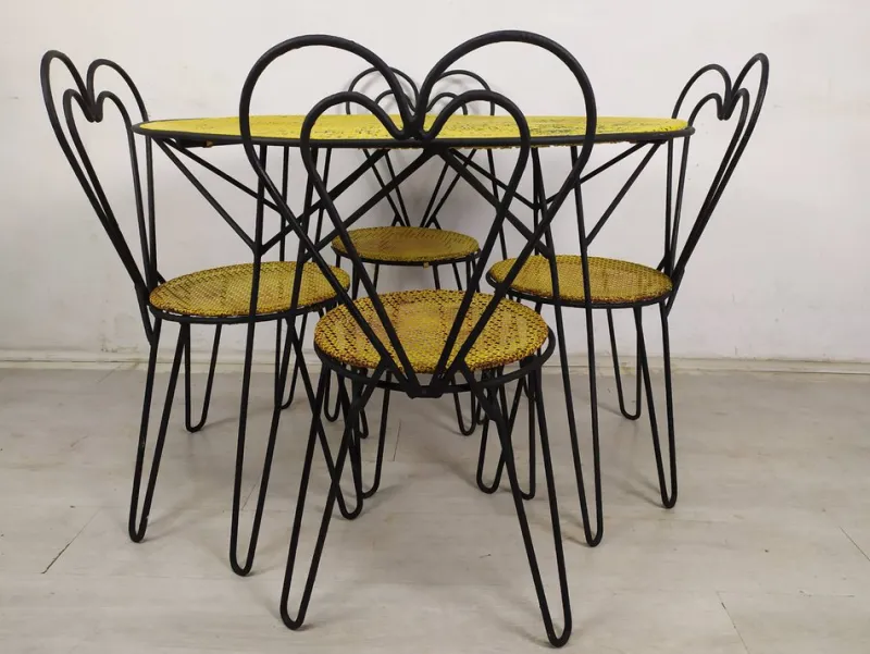 Pamono Garden Set by Mathieu Matégot, 1950s, Set of 5> Garden Tables