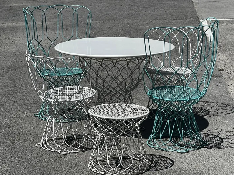Pamono Garden Set Re-Trouvé Series in Twisted Steel by Patricia Urquiola for Emu, Set of 6> Garden Seating
