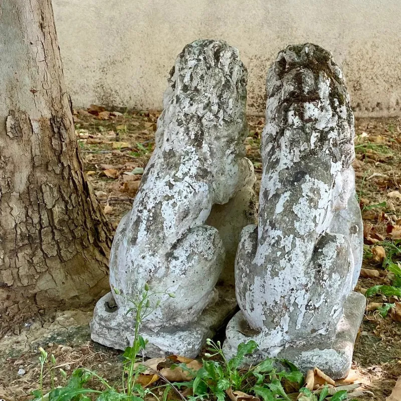 Pamono Garden Stone Lions, Set of 2> Garden Seating