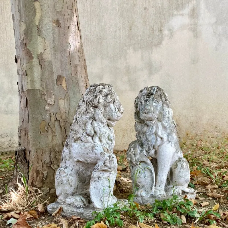 Pamono Garden Stone Lions, Set of 2> Garden Seating