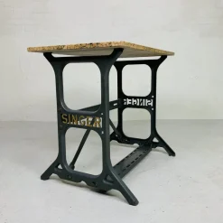 Pamono Garden Table with Marble Top on Singer Cast Iron Frame, 1950s