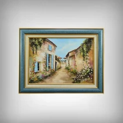 Outlet Pamono Gaubert, The Blue Shutters, 20th Century, Painting, Framed