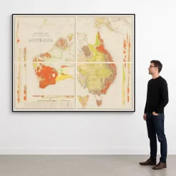 Pamono Geological Map of Australia, 1930s, Set of 2> Wall Decor