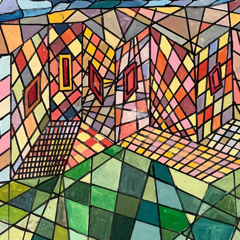 Pamono Geometric Abstract Composition, 1950s, Oil on Canvas, Framed> Abstraction