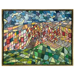 Pamono Geometric Abstract Composition, 1950s, Oil on Canvas, Framed><noscript><img width=