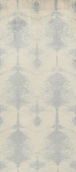 Pamono Geometric Ivory Blue Wool and Silk Runner from R&K Principal Jahanshah Nazmiyal> Carpets & Textiles|Carpets & Textiles
