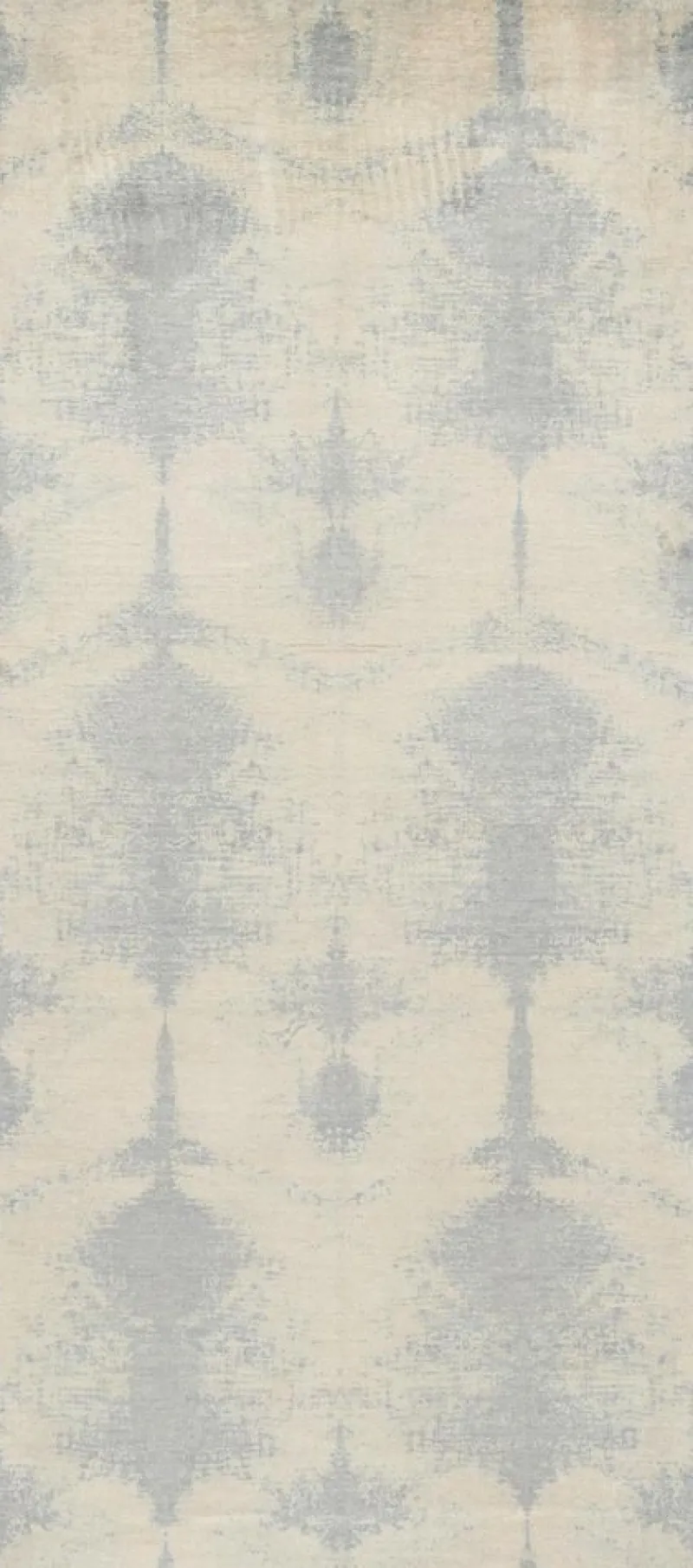 Pamono Geometric Ivory Blue Wool and Silk Runner from R&K Principal Jahanshah Nazmiyal> Carpets & Textiles|Carpets & Textiles