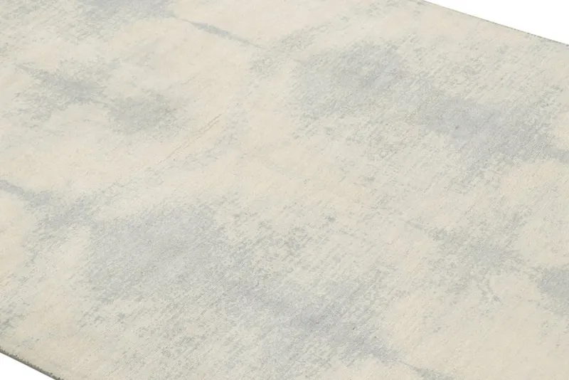 Pamono Geometric Ivory Blue Wool and Silk Runner from R&K Principal Jahanshah Nazmiyal> Carpets & Textiles|Carpets & Textiles
