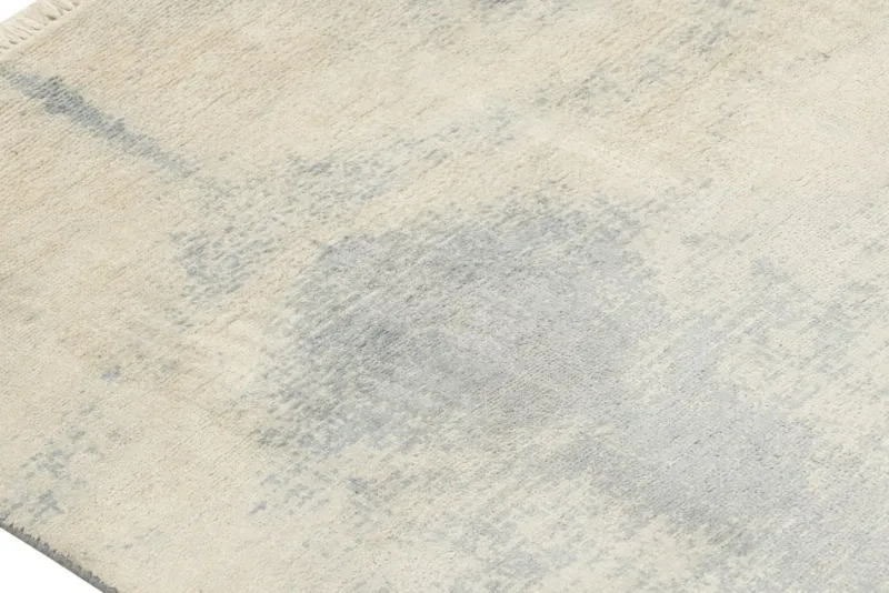Pamono Geometric Ivory Blue Wool and Silk Runner from R&K Principal Jahanshah Nazmiyal> Carpets & Textiles|Carpets & Textiles