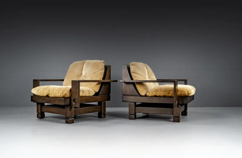 New Pamono Geometric Living Room Model St. Moritz by Klaus Rausch Furniture Co. for Architects and Designers, 1960s, Set of 7