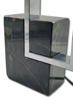 Pamono Geometric Metal and Marble Table Lamp from Benci Firenze, 1970s><noscript><img width=