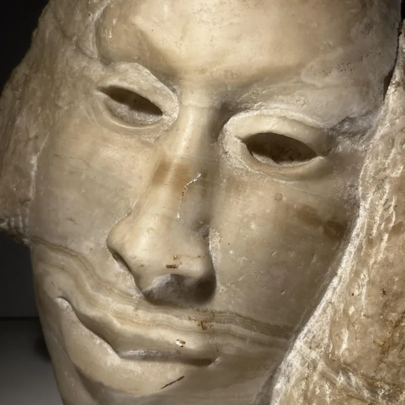 Pamono Georg Glaser, Woman's Face Sculpture, 1980s, Marble> Sculpture