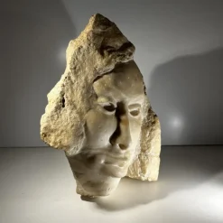 Pamono Georg Glaser, Woman's Face Sculpture, 1980s, Marble><noscript><img width=