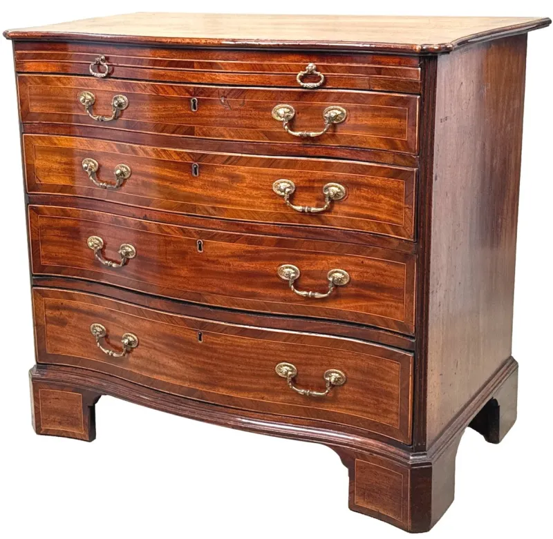 Pamono George III Mahogany Serpentine Chest of Drawers, 1770> Dressers, Commodes & Chests