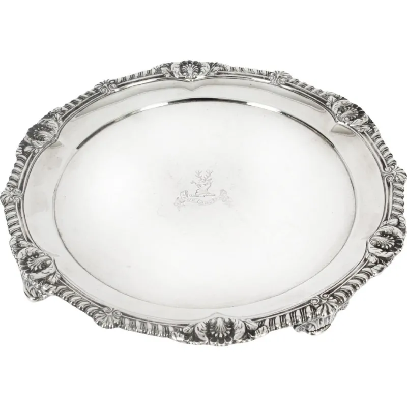 Pamono George III Sterling Silver Salver by Paul Storr, 1811> Serving Dishes
